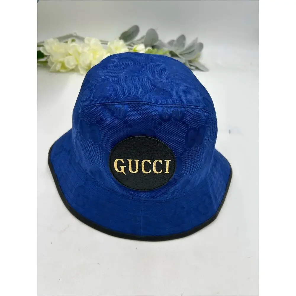 Gucci blue monogram off the grid bucket hat size medium, made in Italy